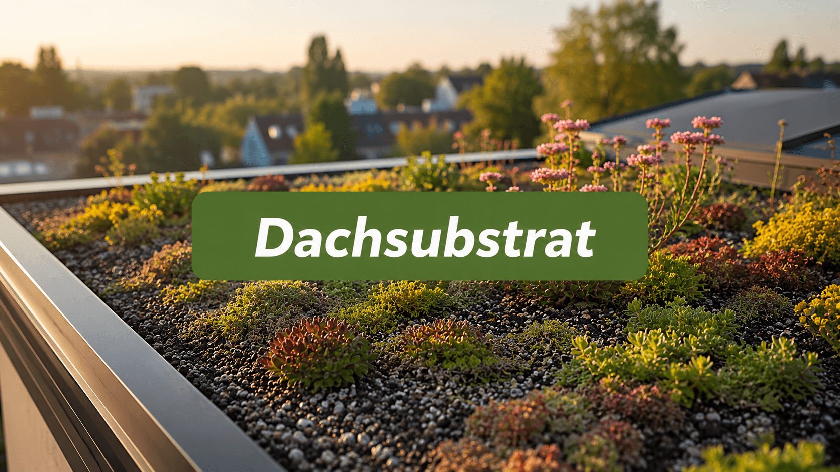 Gründach mit Sedum-Pflanzen und hochwertigem Dachsubstrat für extensive Dachbegrünungen